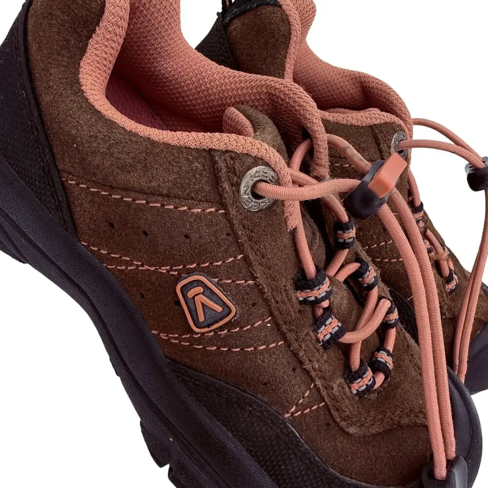 Keen Kids Brown & Pink Leather Hiking Shoes Size 12